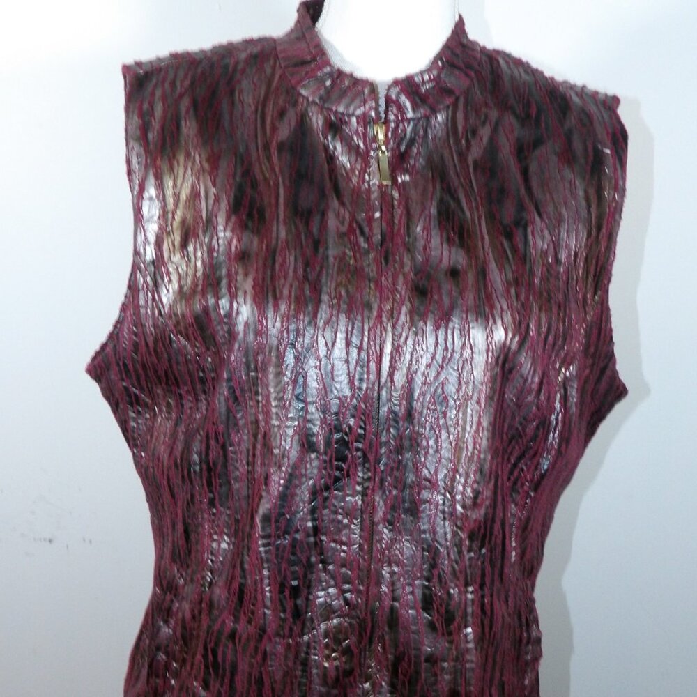 MERIN LONDON Red Faux Leather Vest Women's Size Large